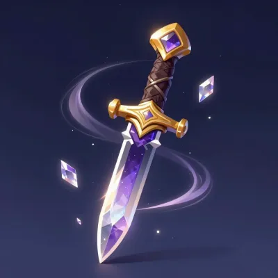 Arcane Crystal Dagger Illuminated in Starry Space - Weapon - AI generated image