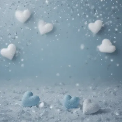 Snowflakes and Hearts in Winter Wonderland - Seasonal - AI generated image