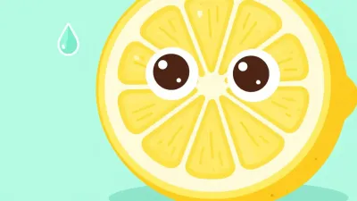 Joyful Lemon Slice Reflective Surface - Food - AI generated image