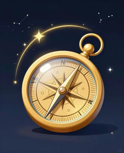 Golden Compass Illuminated by Celestial Glow - Navigation - AI generated image