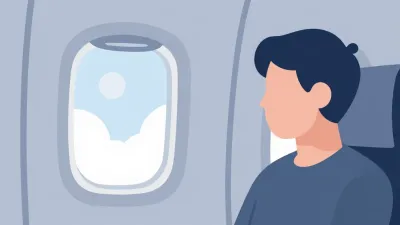 Young Man Seated by Airplane Window - People - AI generated image
