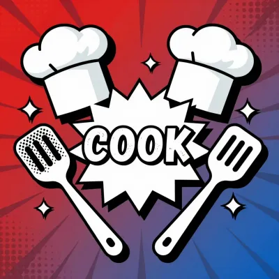 Chef's Hats and Utensils Pop Art Cook - Food - AI generated image