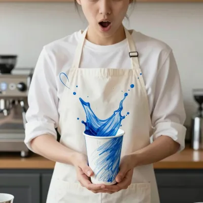 Barista Spilling Blue Liquid in Coffee Cup - Food & Drink - AI generated image