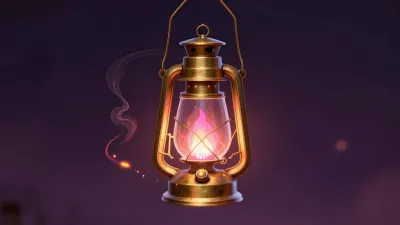 Golden Lantern with Flickering Flame - Lighting - AI generated image