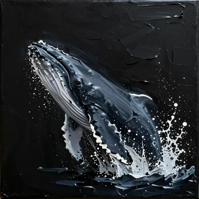 Breaching Whale with Textured Skin - Wildlife - AI generated image