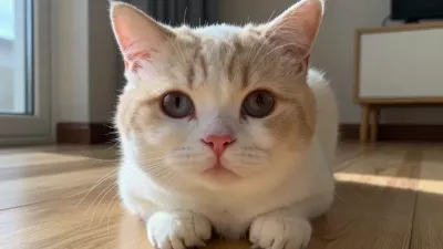 Fluffy Cat Gazing Directly at Camera - Animal - AI generated image