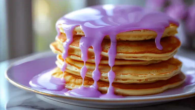 Golden Pancakes with Lavender Glaze - Food - AI generated image