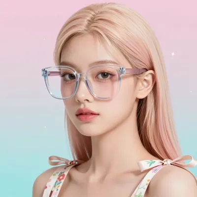 Young Woman Wearing Candy-Colored Glasses - Fashion - AI generated image