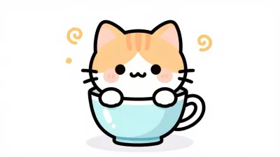 Kitten in Teacup Softly Resting - Animals - AI generated image