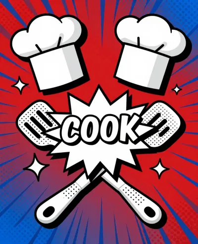 Chef's Hats and Crossed Spatulas Cook Banner - Food - AI generated image