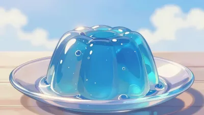 Translucent Blue Jelly Sphere on Plate - Food - AI generated image