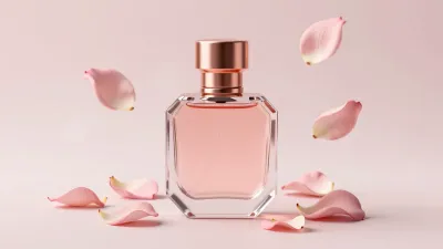 Crystal Perfume Bottle with Rose Gold Cap - Beauty - AI generated image