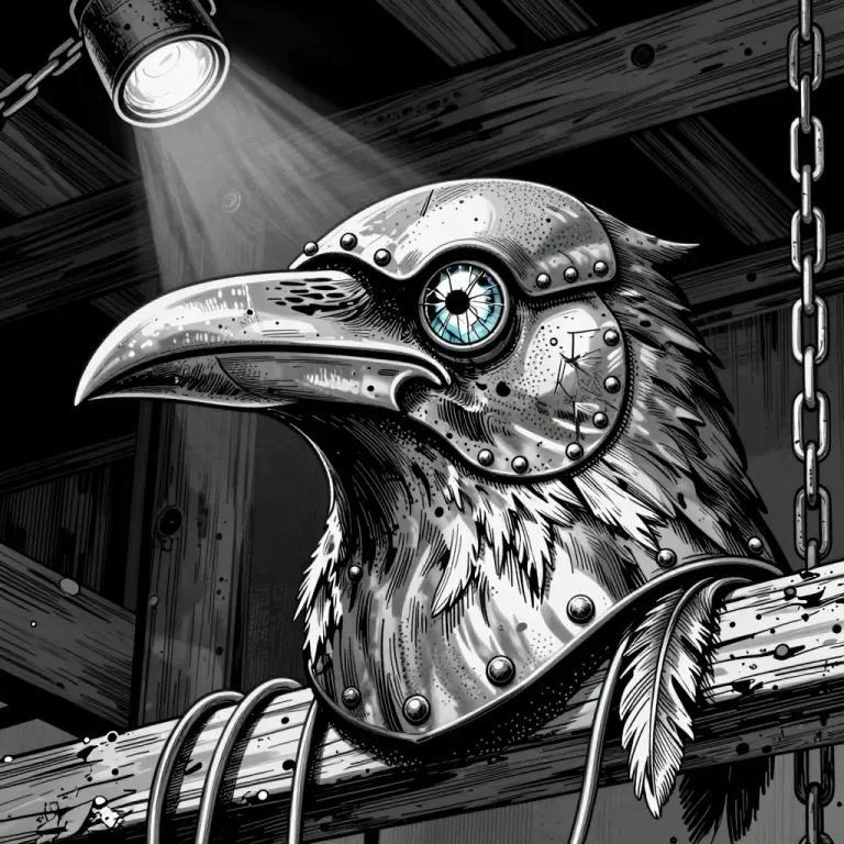 Clockwork Raven Steampunk Perch - Steampunk - AI generated image