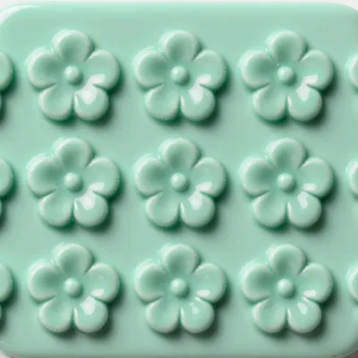 Mint Green Flower Rosettes Glossy Surface - Food - AI generated image