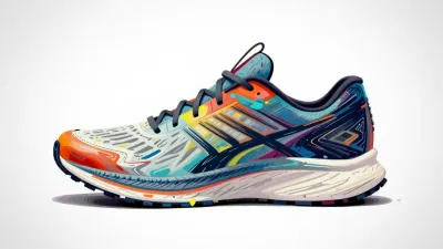 Brushstroke-Running-Shoe Side View - Footwear - AI generated image