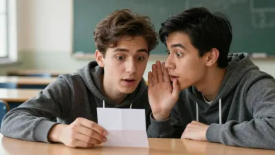 Students Whispering Note in Classroom - Education - AI generated image