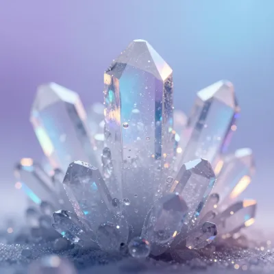 Iridescent Ice Crystals Glistening in Soft Light - Natural - AI generated image