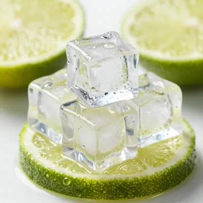 Ice Cubes Stacked on Lime Slices - Food - AI generated image