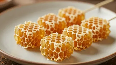 Crispy Honeycomb Candy Pieces on Stick - Food - AI generated image