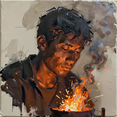 Forge Figure with Sparks - Art - AI generated image