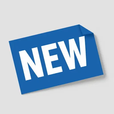 Blue 'NEW' Label Tilted Glossy - Labels - AI generated image