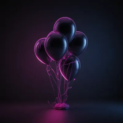 Black Balloons with Neon Pink Illumination - Event - AI generated image