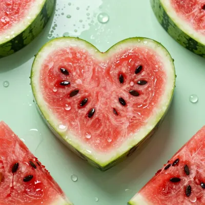 Heart-Shaped Watermelon Slice Macro - Food - AI generated image