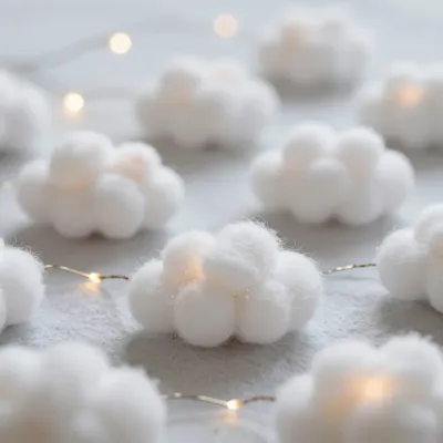Cotton Balls Glowing in Soft Light - Decor - AI generated image