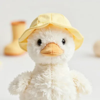 White Duckling Toy Wearing Yellow Sunhat - Toy - AI generated image
