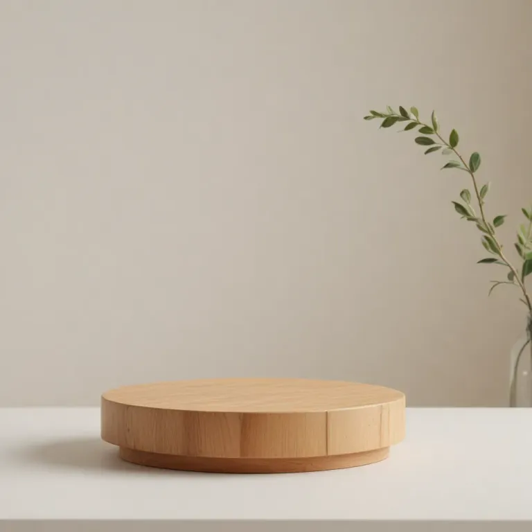 Round Wooden Pedestal Clean Presentation - Interior Design - AI generated image