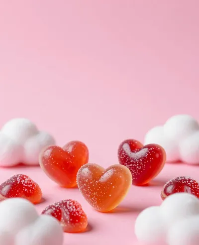 Heart-Shaped Candies with Sugary Glaze - Food - AI generated image