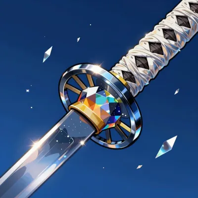 Crystal Katana Hilt Reflecting Starlight - Weapon - AI generated image