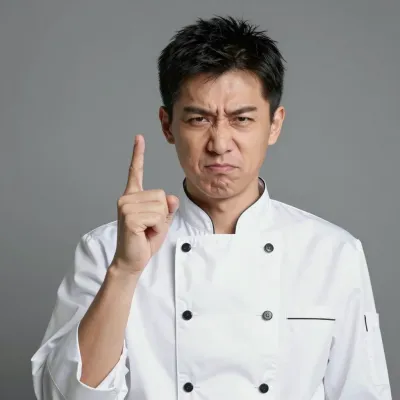Serious Chef with Burned Finger - People - AI generated image