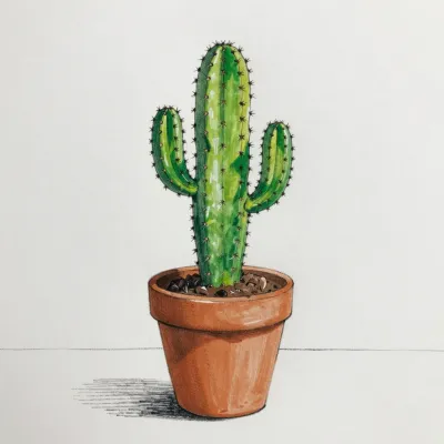 Glossy Cactus in Terracotta Pot - Plant - AI generated image