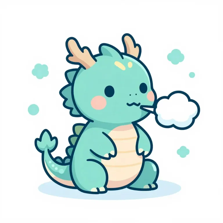 Mini-Dragon Blowing Cloud - Animals - AI generated image