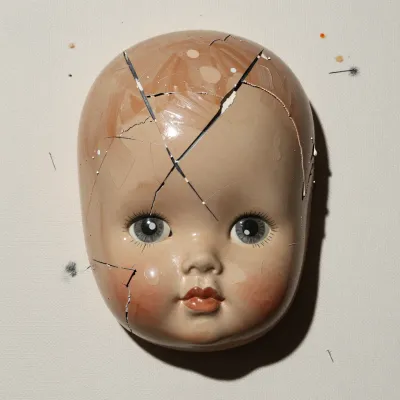 Antique Doll's Head Cracked and Glossy - Antiques - AI generated image