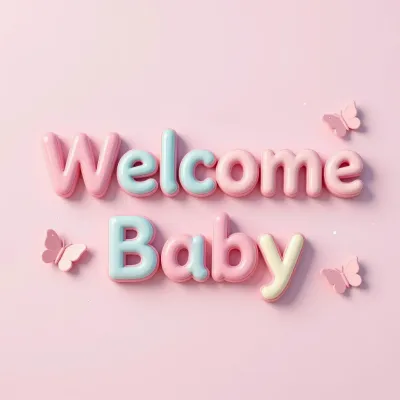 Pastel Welcome Baby Text with Butterflies - Baby Shower - AI generated image