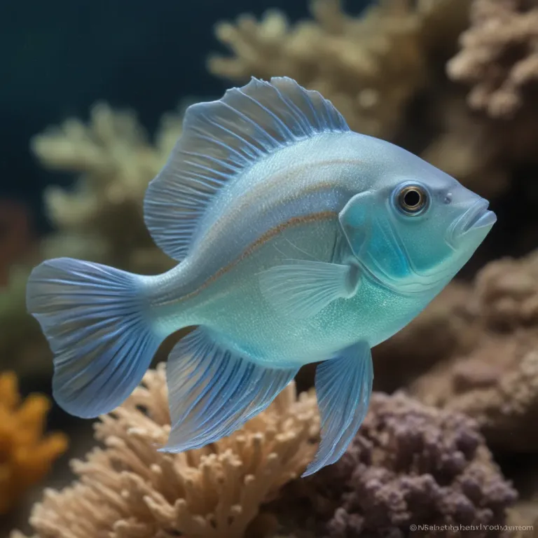 Translucent Striped Glass Reef Fish in Soft Lighting - Aquatic Life - AI generated image