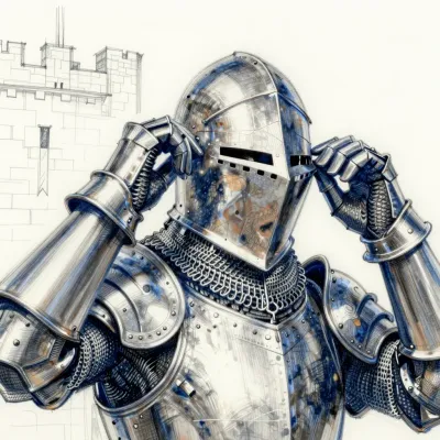 Knight in Full Armor, Visor Lifted - Armor - AI generated image