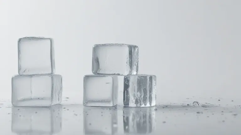Ice Cubes Stacked on White Acrylic Plate - Food - AI generated image