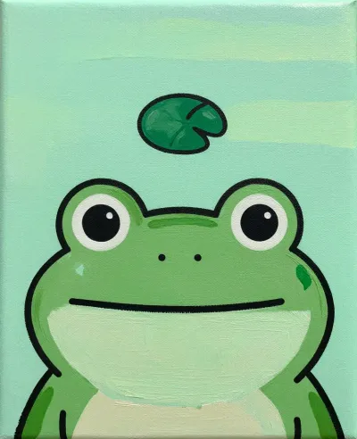 Frog with Large Eyes Smiling - Animal - AI generated image