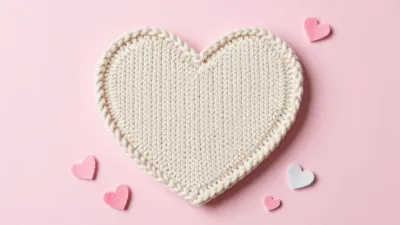 Knitted Heart Coaster with Scattered Confetti - Crafts - AI generated image