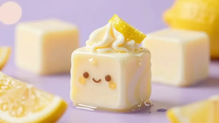Lemon-Scented Sherbet Cube Glistening - Food - AI generated image