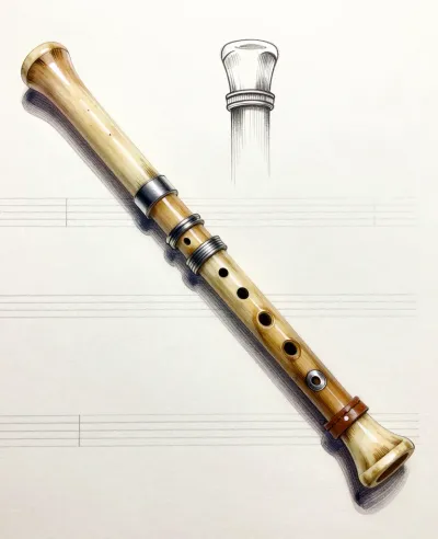 Carved Bone Flute Polished Finish - Music - AI generated image