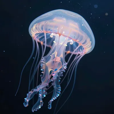 Translucent Jellyfish with Glowing Interior - Marine Life - AI generated image
