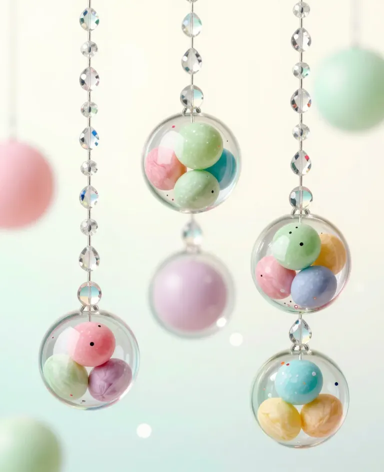 Pastel Candy Glass Baubles Cascading - Decor - AI generated image