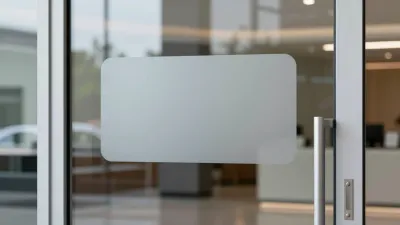 Frosted Glass Door Interior Reflection - Architecture - AI generated image