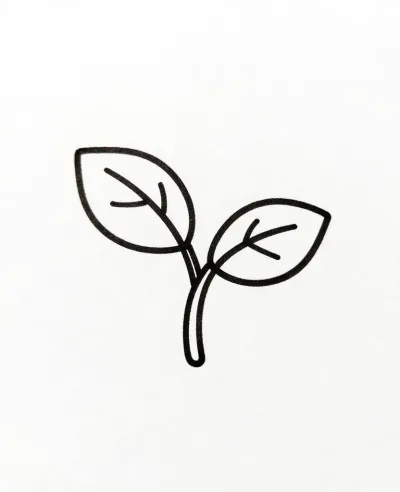 Two-Leaf Sprout with Curved Stem - Nature - AI generated image