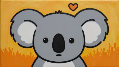 Koala with Heart on Canvas - Wildlife - AI generated image