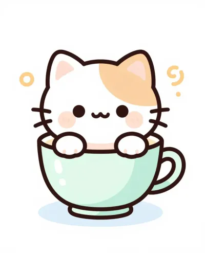 Kitten in Teacup Cozy Moment - Animals - AI generated image